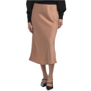 GEMMA+ JANE Satin Soft Flowy Mid Calf Length Skirt
